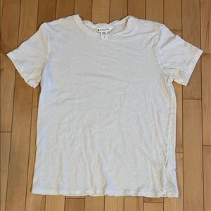 Athleta Womens White Linen Blend Short Sleeve Tee Size Small
